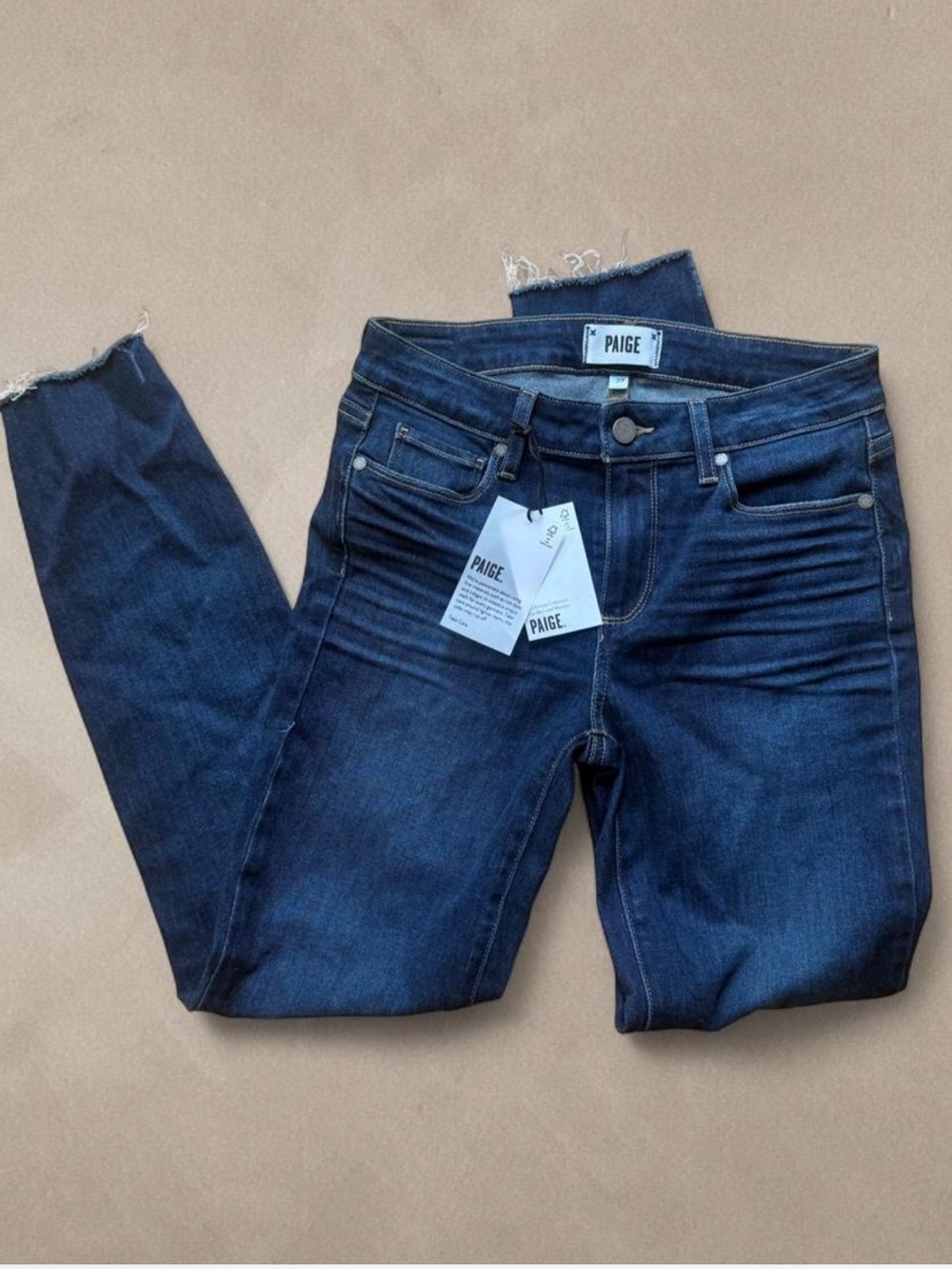 PAIGE Indigo High-Rise Raw Hem Skinny Jeans